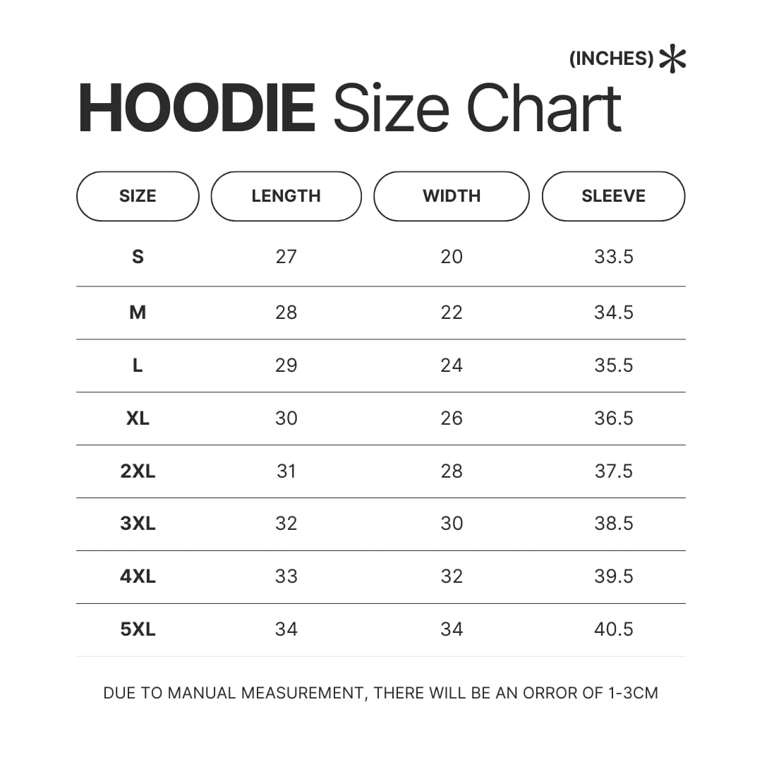 Hoodie Size Chart - Courage The Cowardly Dog Merch