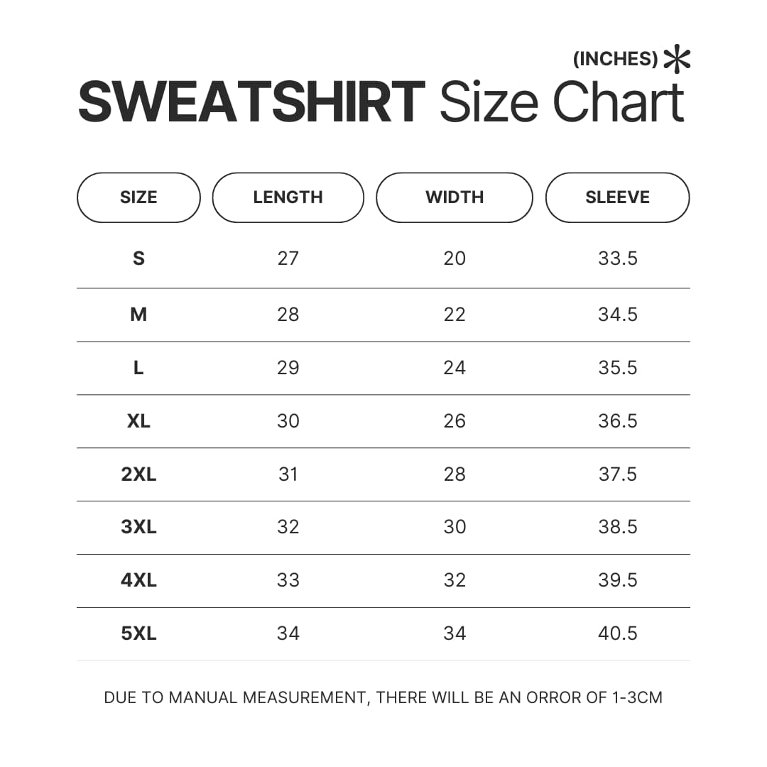 Sweatshirt Size Chart - Courage The Cowardly Dog Merch
