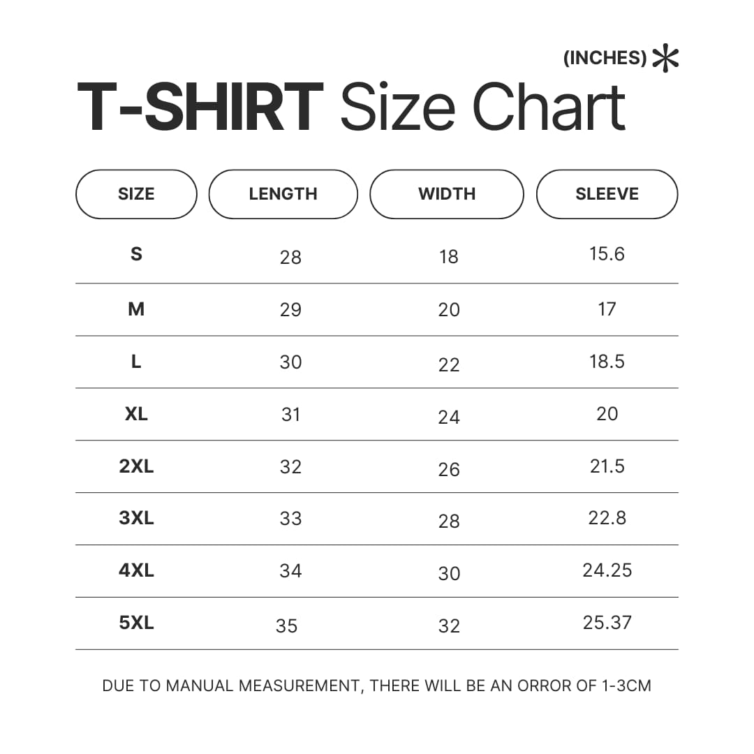 T shirt Size Chart - Courage The Cowardly Dog Merch