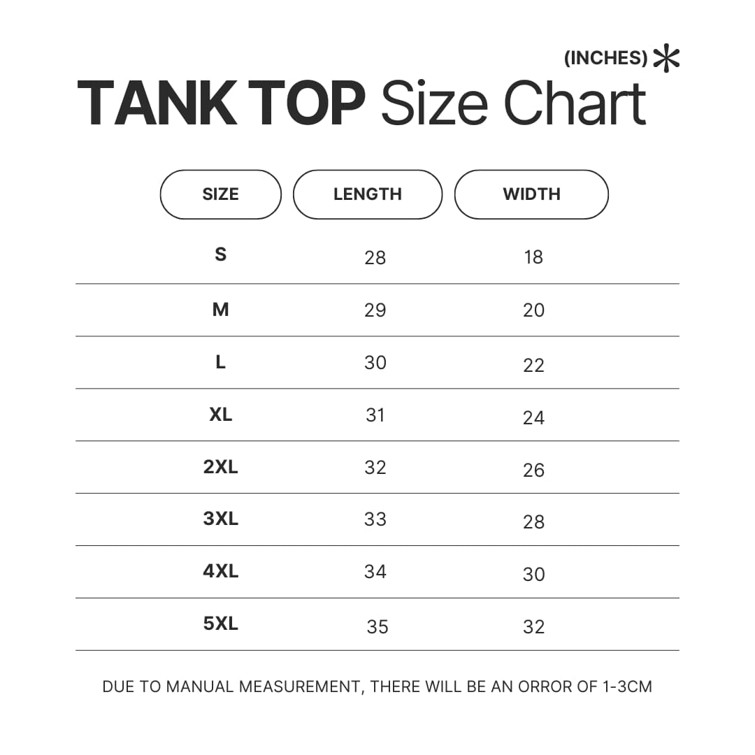 Tank Top Size Chart - Courage The Cowardly Dog Merch