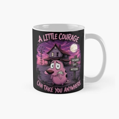 A Little Courage Can Take You Anywhere Spooky Cartoon Dog Halloween Gothic Art Mug