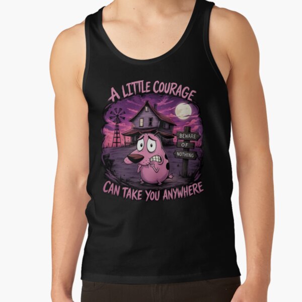 A Little Courage Can Take You Anywhere Spooky Cartoon Dog Halloween Gothic Art Tank Top