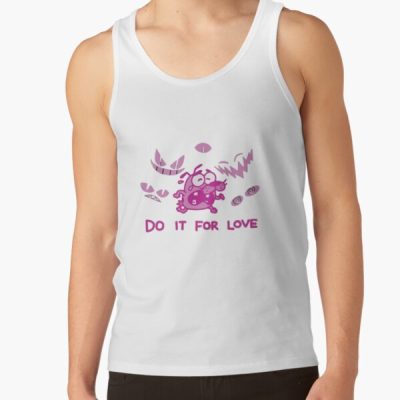 Courage Cowardly Dog Do It For Love Pink Cartoon Sticker Tank Top