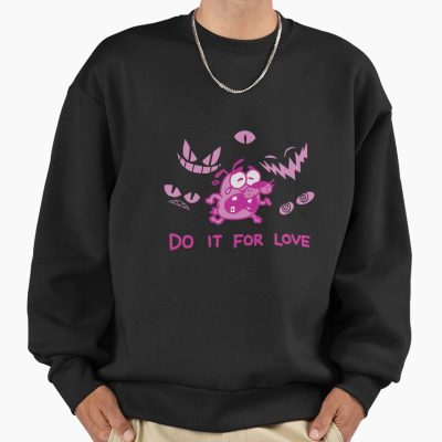 Courage Cowardly Dog Do It For Love Pink Cartoon Sticker Sweatshirt