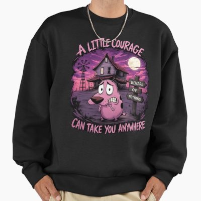 A Little Courage Can Take You Anywhere Spooky Cartoon Dog Halloween Gothic Art Sweatshirt