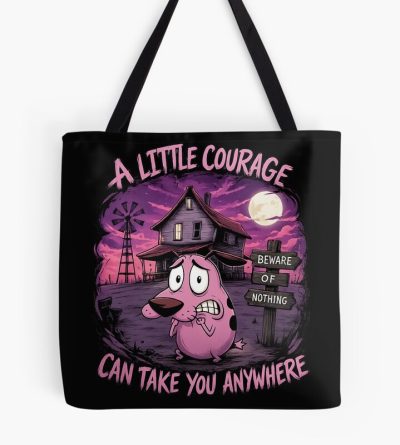 A Little Courage Can Take You Anywhere Spooky Cartoon Dog Halloween Gothic Art Tote Bag