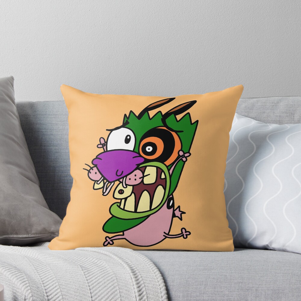 Courage The Cowardly Dog Screaming Mask Throw Pillow